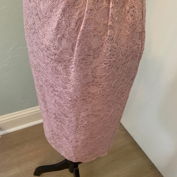 NWOT David's Bridal rose gold lace strapless dress ruched wedding prom mini 0 - Picture 12 of 13